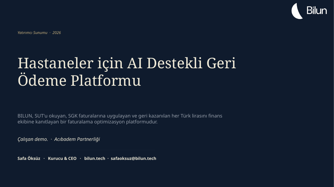 Bilun sunum destesi — Türkçe, kapak slaytı